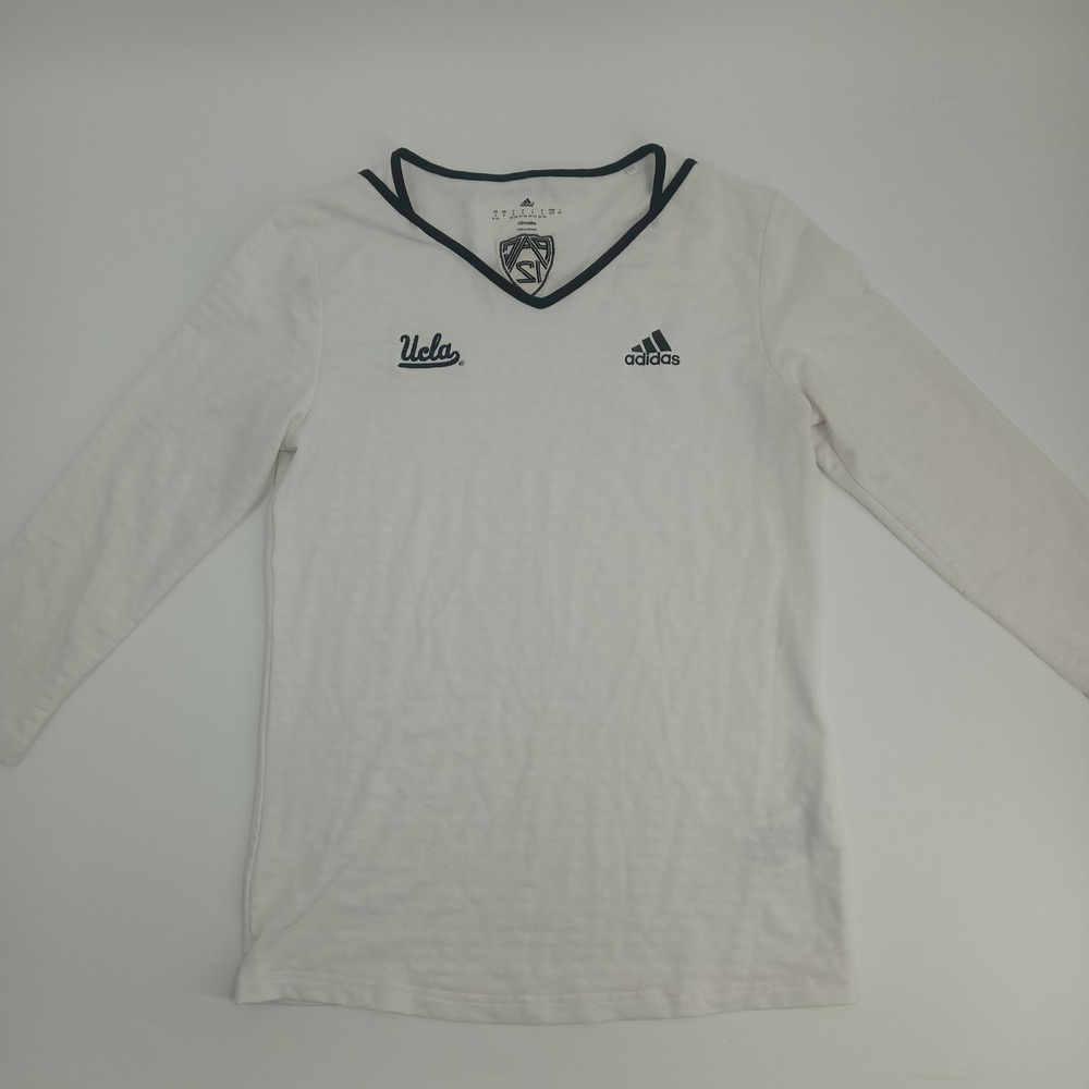 Adidas UCLA Bruins Climalite 3/4 Sleeve V-Neck Top White Small